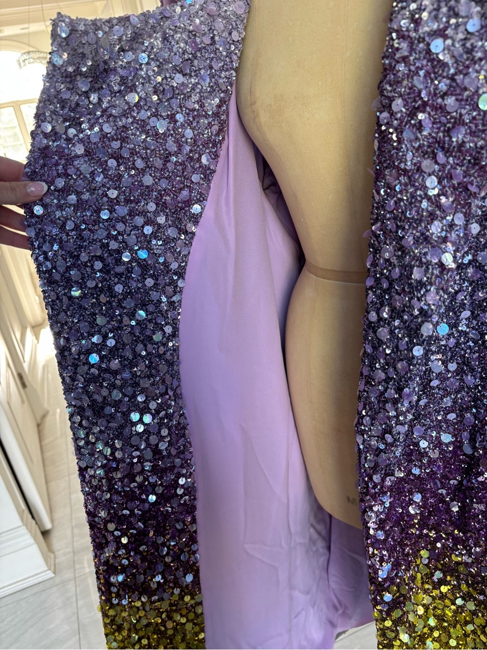 Oscar de la Renta Lavender Sequin-Trim Coat NWOT - Picture 7 of 9
